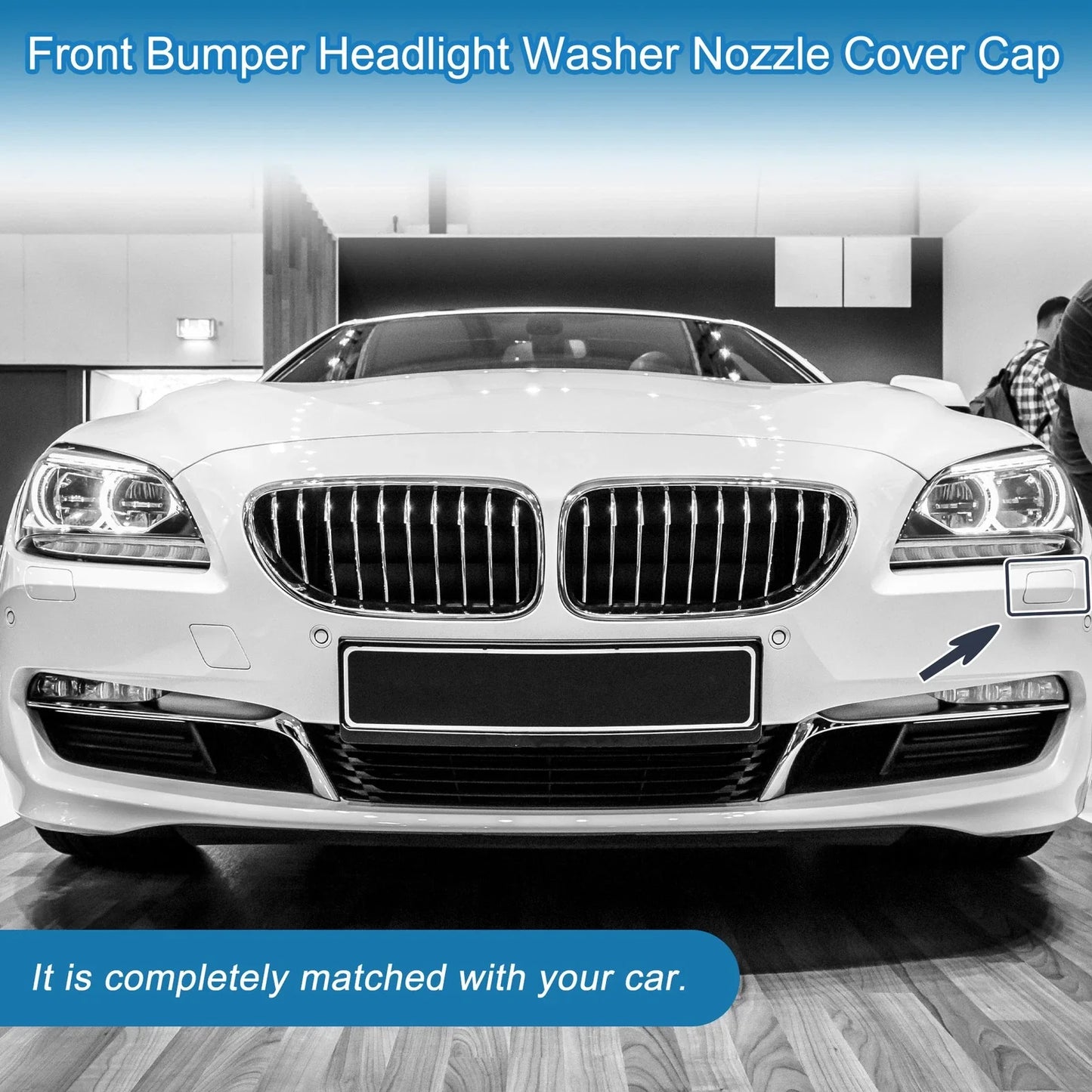 Front Left Side Bumper Headlight Washer Nozzle Cover Cap for BMW 640i White