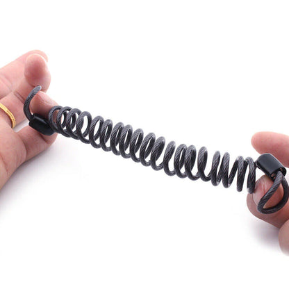 Black Motorcycle Disc Lock Security Reminder Anti-theft Rope Helmet Cable