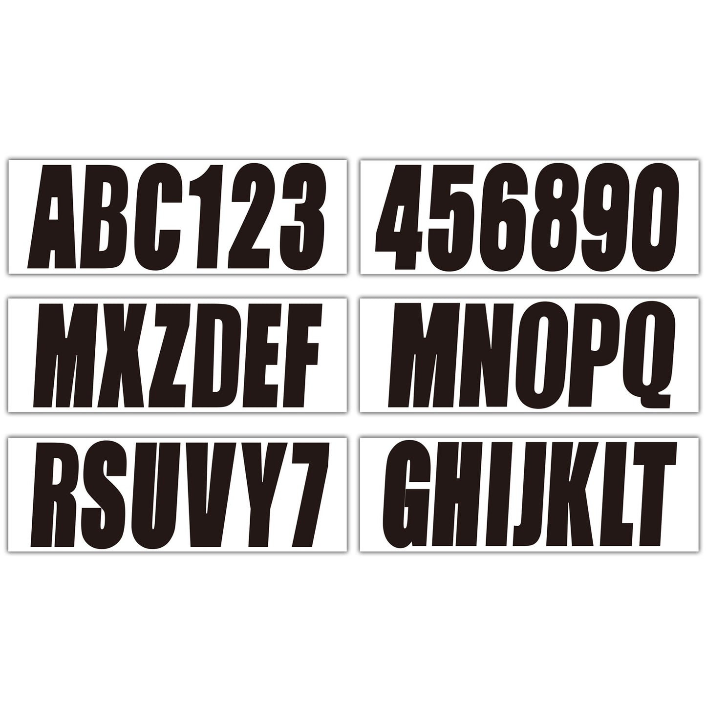 Set of 4 Black Sticker Decals A-Z Letters & 0-9 Numbers for Marine Boat