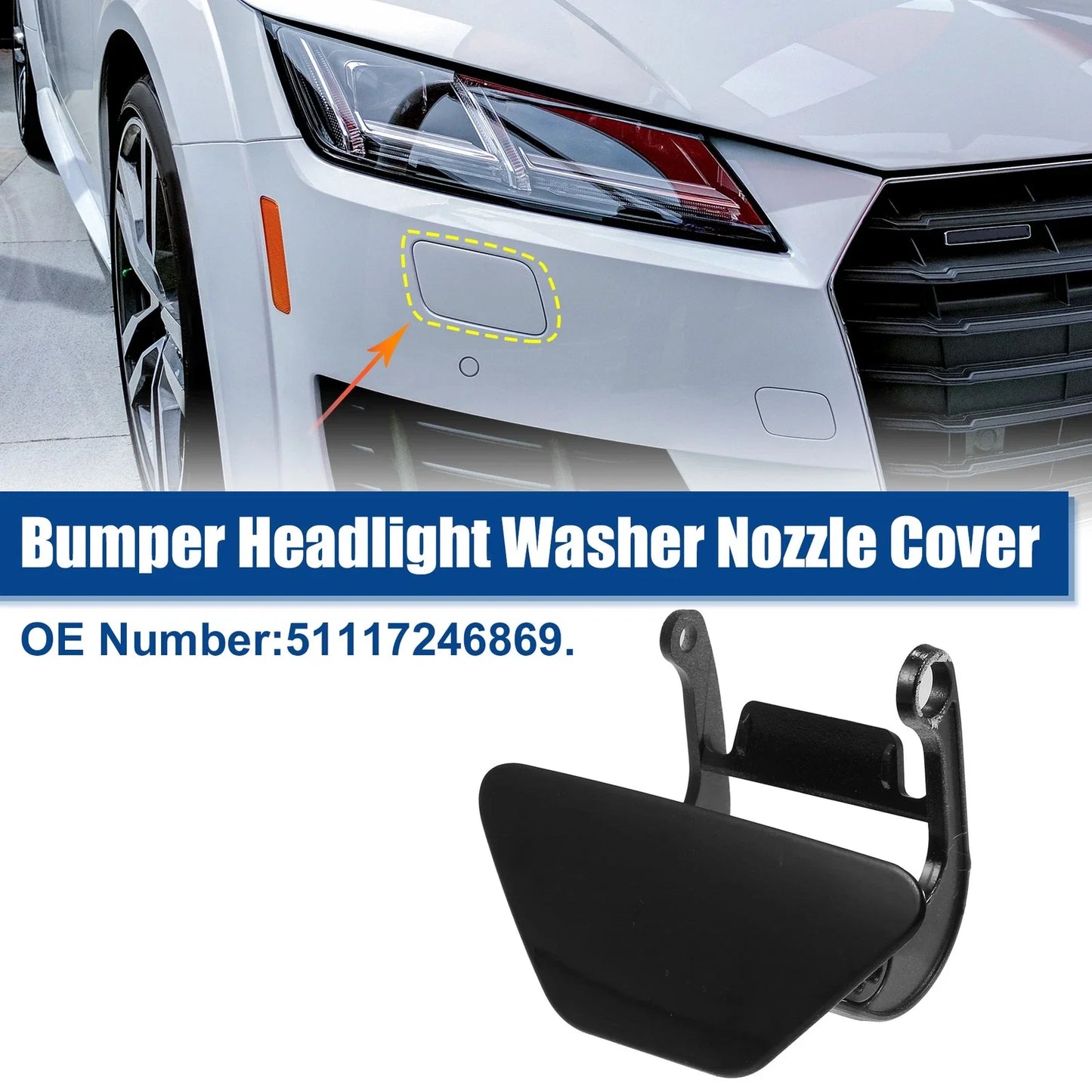 Left Headlight Washer Spray Nozzle Cover Cap for BMW 5 Series F10 Black