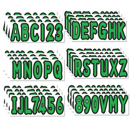 Set of 4 Green Marine Boat Decals A-Z & 0-9 (3")