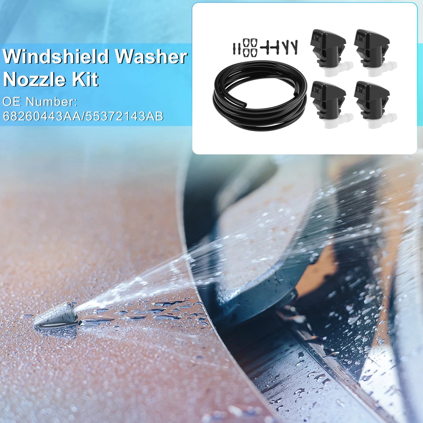 Windshield Washer Nozzle Kit for Dodge Durango (2011–2023) 68260443AA Set of 1