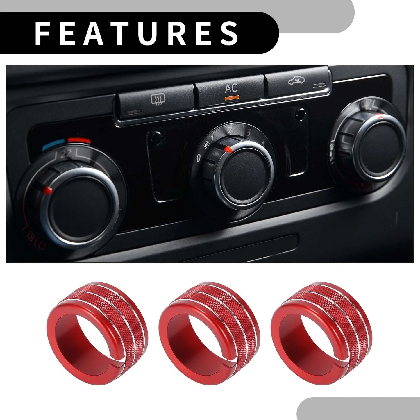 Rear AC Heat Temp Climate Switch Knob Cover for Dodge Durango (2011-2020)