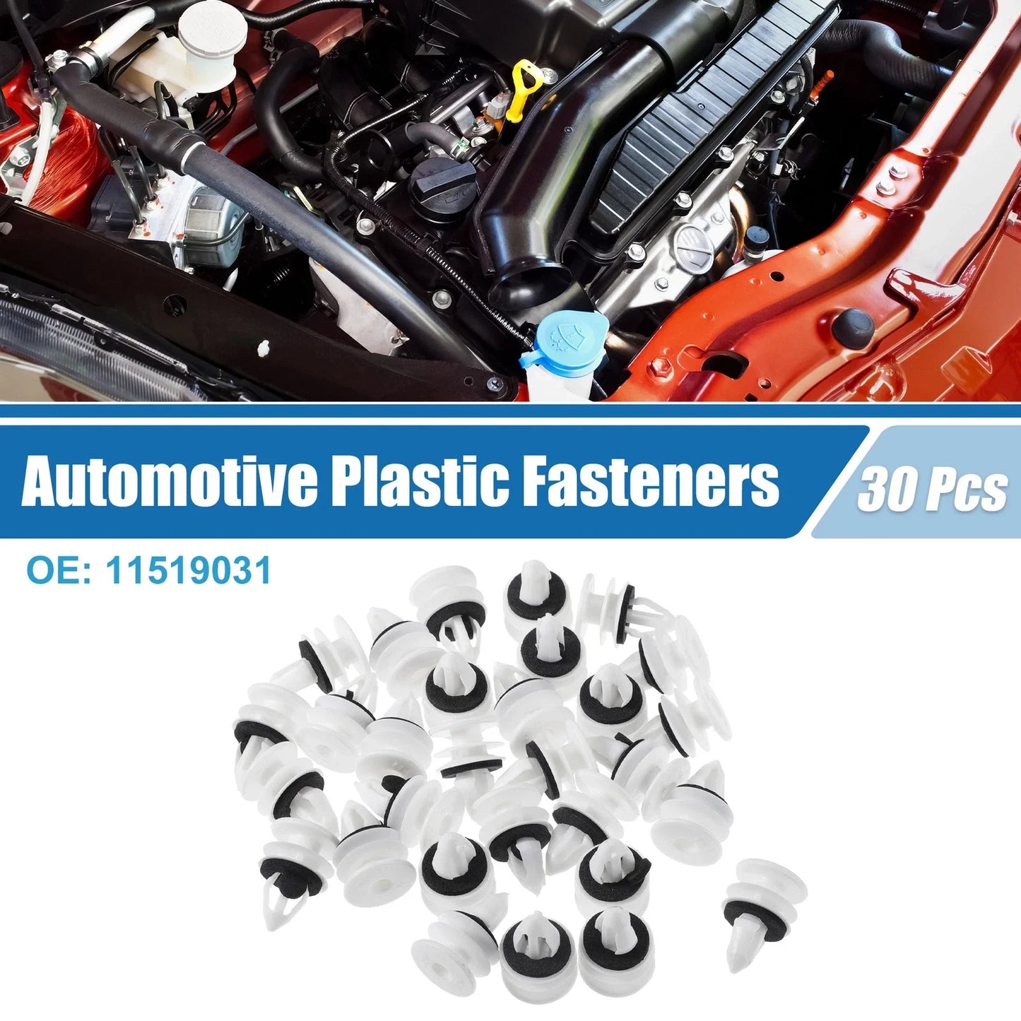 30 x Door Panel Clips for Chevrolet - Plastic White