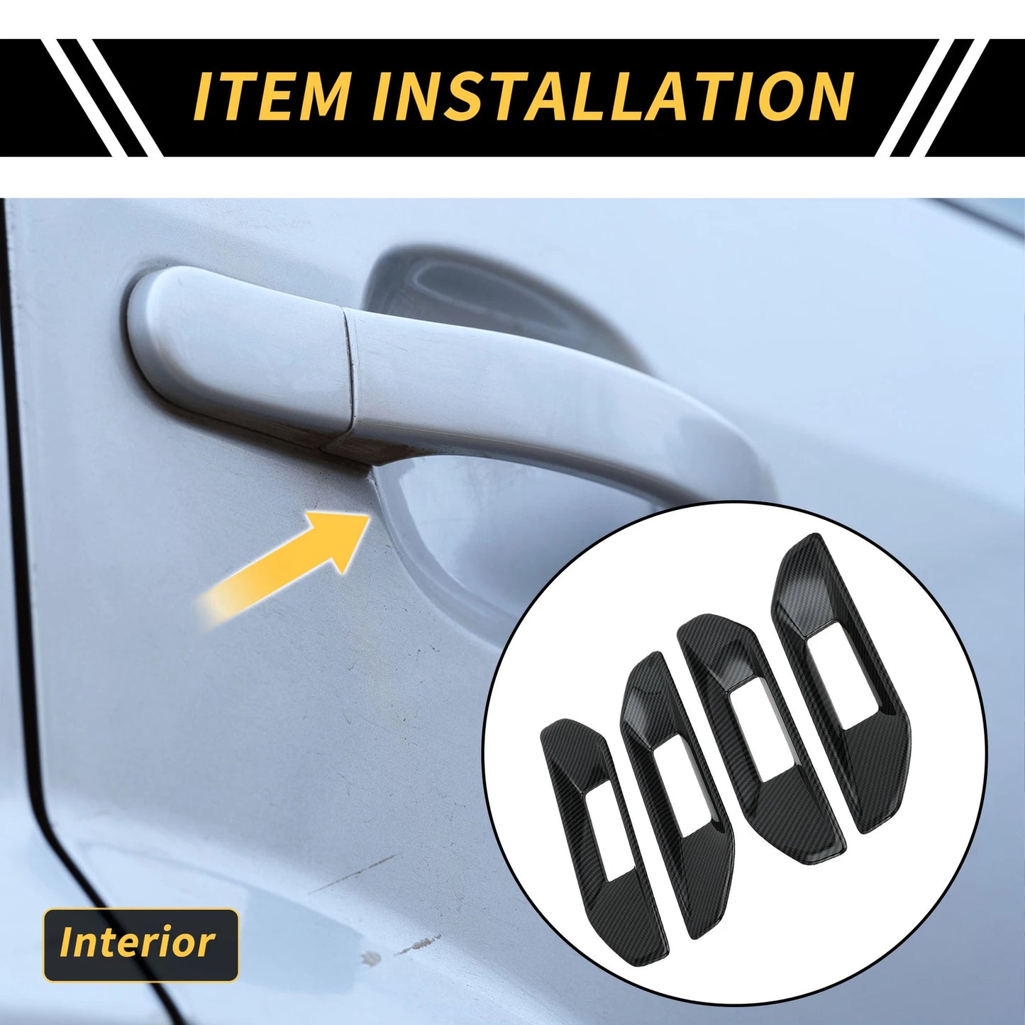 Set of 4 Carbon Fiber Pattern Door Handle Bowl Cover Trim for Ford Ranger (2023–2024)
