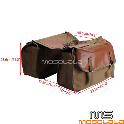 Large Khaki Canvas Saddlebag Luggage Bags for Motorcycle Bicycle Scooter (N/A)