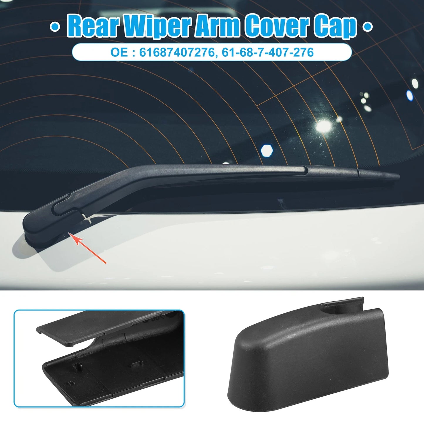 Rear Windshield Wiper Arm Nut Cap for BMW X3 (2018–2024) 61687407276 Black