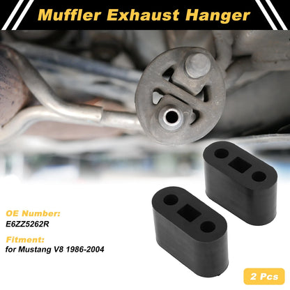 2X Muffler Exhaust Hanger for Mustang V8 (1986–2004) E6ZZ5262R Rubber Black