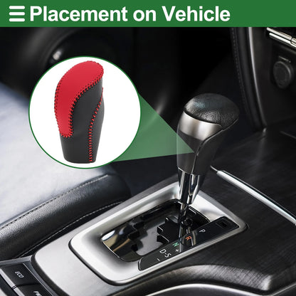 Gear Shift Knob Cover for Subaru Forester (2018–2023) Black Red Faux Leather