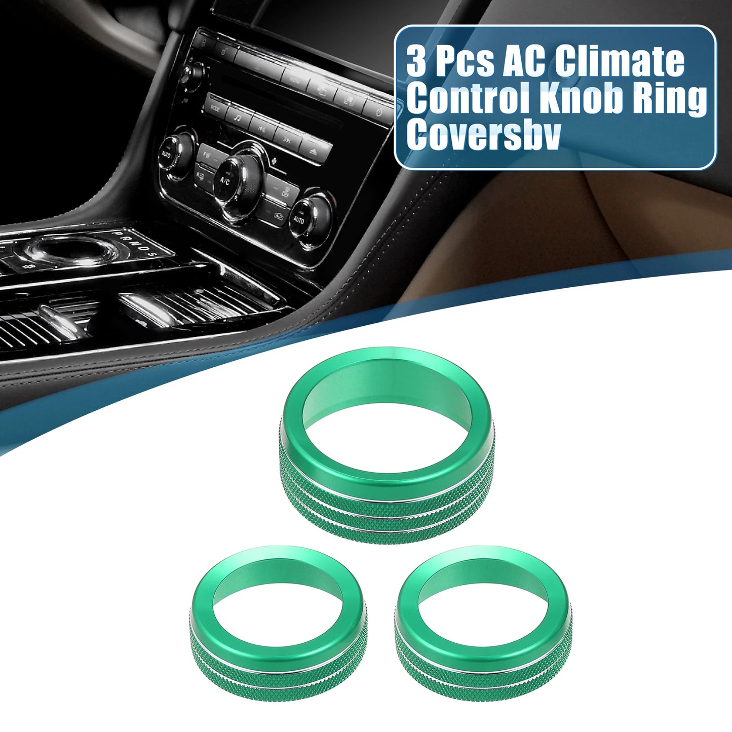 Set of 3 AC Radio Switch Knob Cover Decals for Dodge Durango (2014–2020) Green