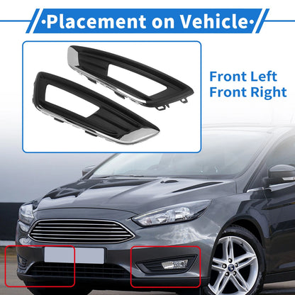 Fog Light Grill No.F1EZ15266D for Ford Focus Sedan (2015–2018) Black Chrome 1 Pair
