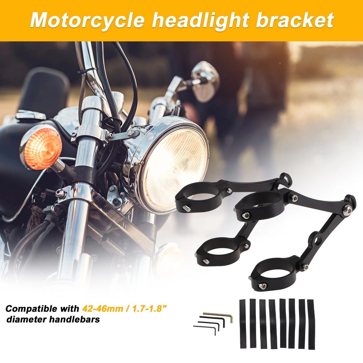 Light Bar Mounting Bracket Set of 2 for Motorcycle (Universal Fit)