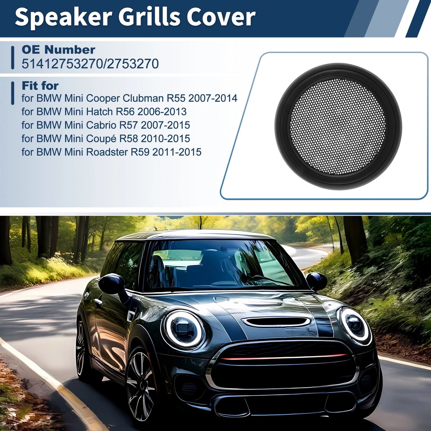 Speaker Grills Cover for BMW Mini Cooper Clubman R55 (2007–2014) Black Matte