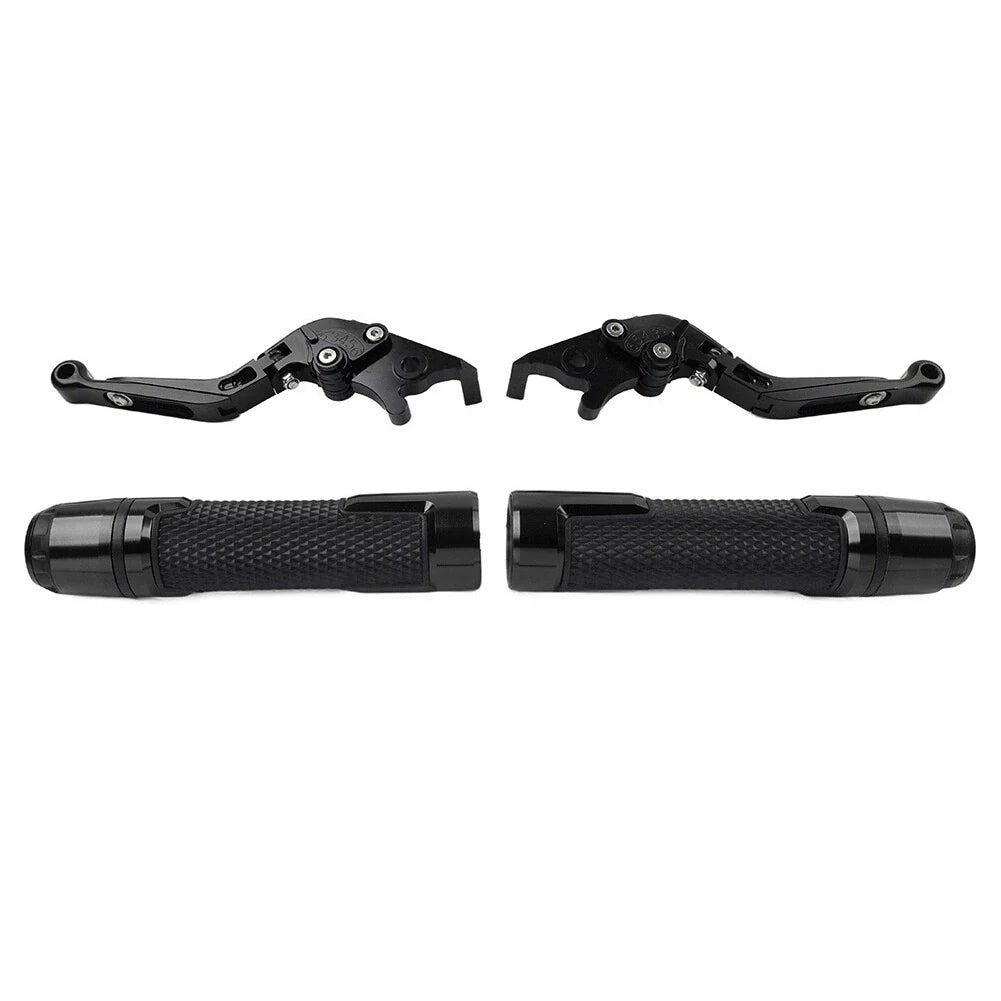Black Extendable Brake Clutch Levers Grips Set for Suzuki GSR750 (2011-2016)