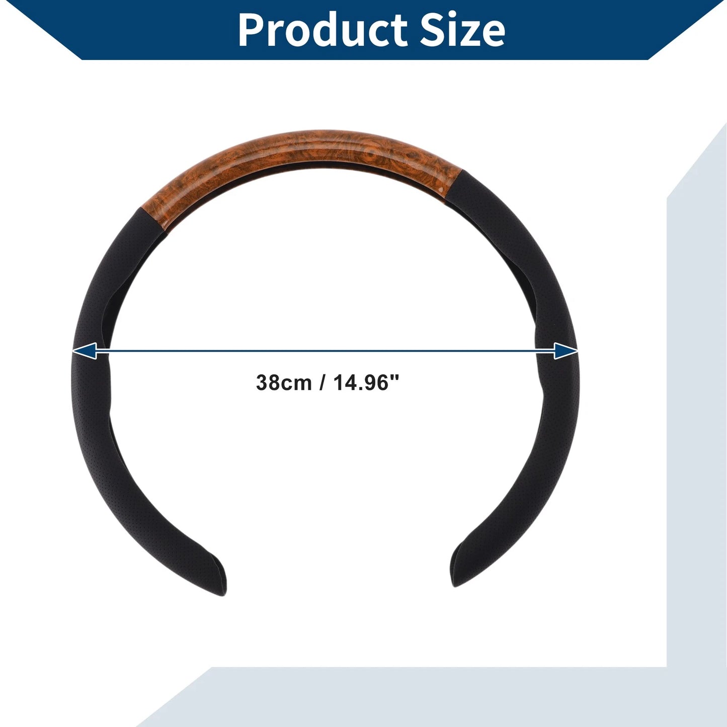 Steering Wheel Cover for Car (14.96", Light Brown Mahogany)