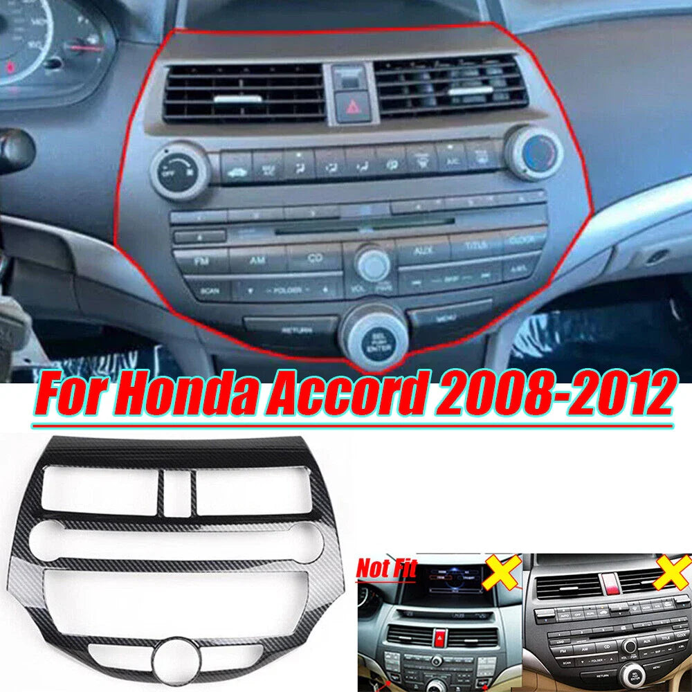 Carbon Fiber Center Console CD Panel Cover Trim for Honda Accord (2008–2012)