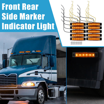 Set of 10 LED Side Marker Lights for Trailer Truck RV Van Amber