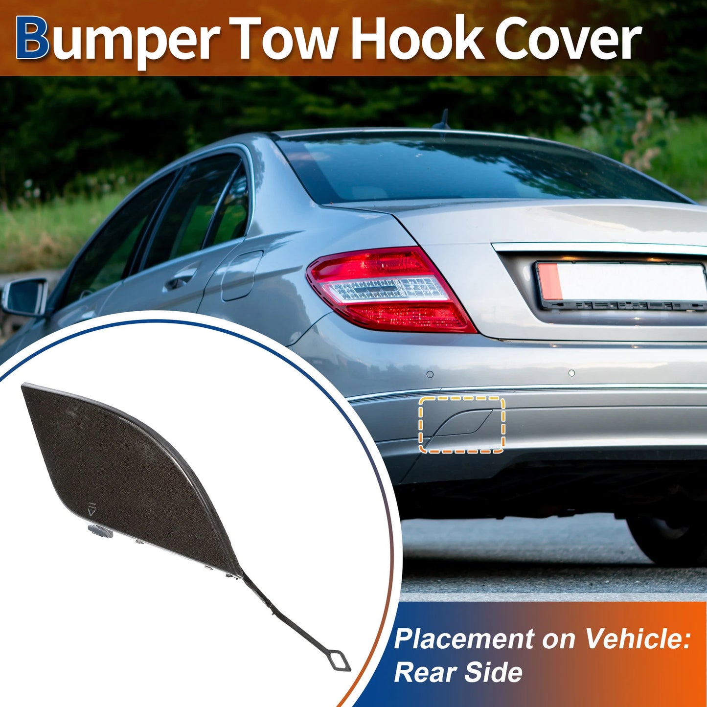 Rear Car Bumper Tow Hook Cover for Mercedes-Benz (A2048850823) Crystal Brown