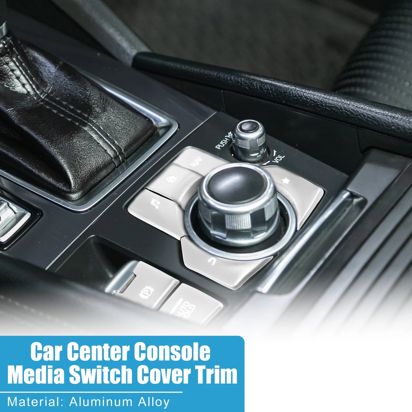 7pcs Center Console Media Panel Handbrake Trim for Mazda CX-5 (2017–2020) Silver Tone