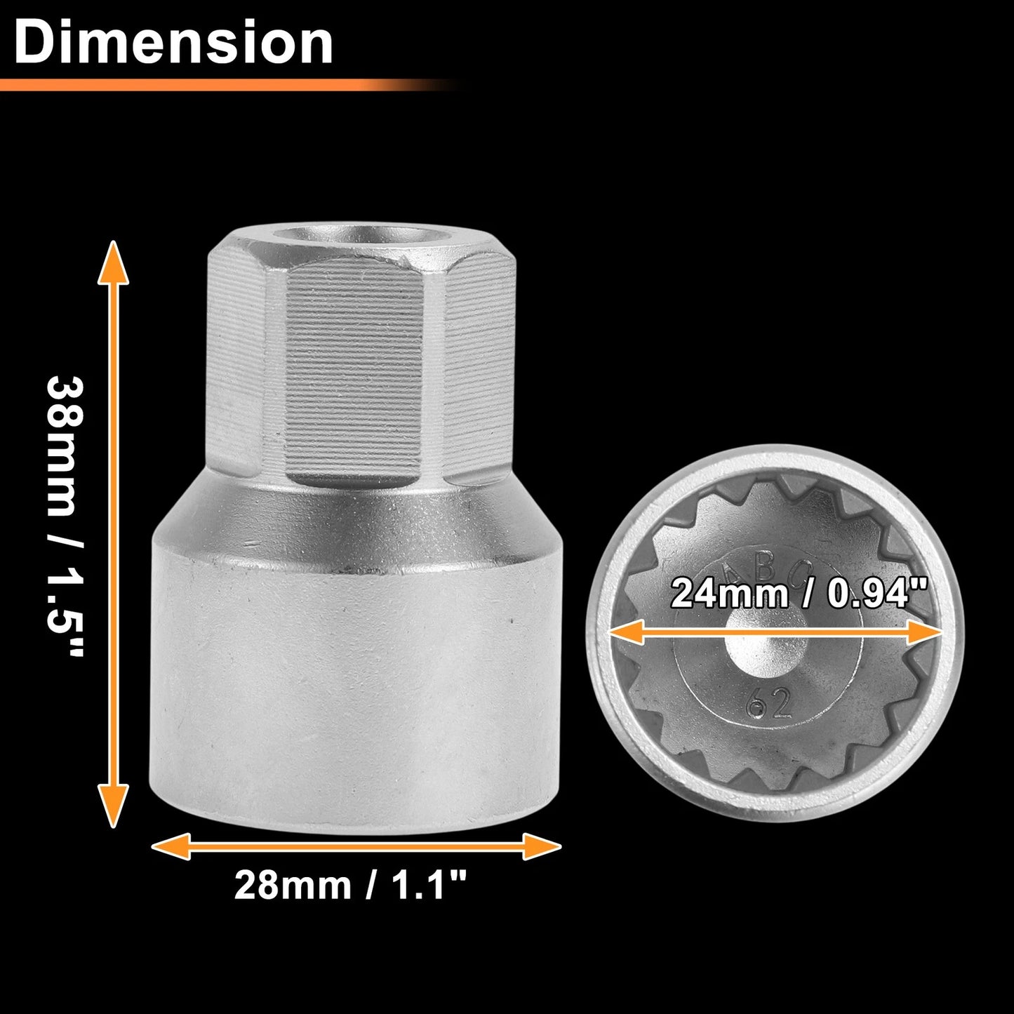 Wheel Lock Lug Nut for VW Touareg (2004–2018) - ABC62/16Pt, Key Socket Tool