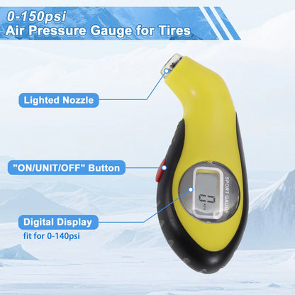 Tire Pressure Gauge 0-140 psi with LED Lights for Tires