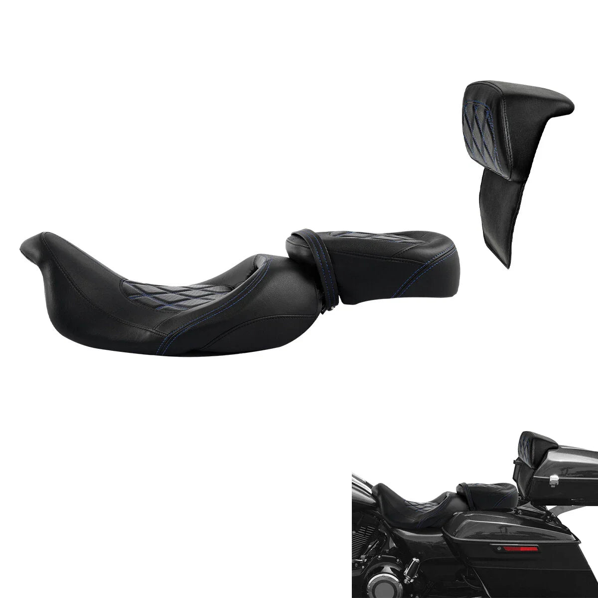 Driver & Passenger Seats Backrest Pad for Harley CVO Road Glide (2014-2023)