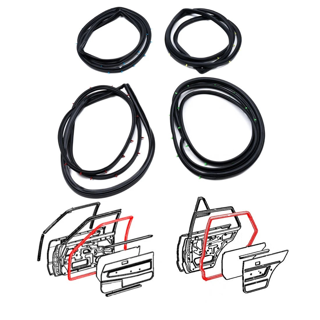 Set of 4 Weatherstrip Seals for Toyota Starlet (1978–1984)