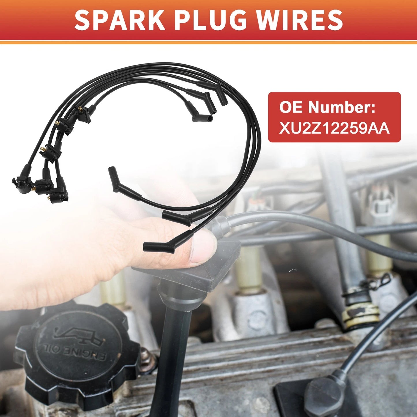 6X Spark Plug Wire Ignition Coil Cable No.XU2Z12259AA for Ford Mustang
