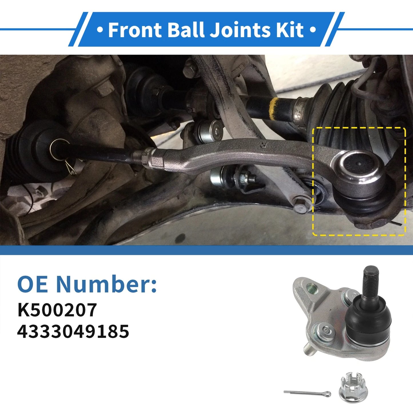 2X Front Lower Ball Joints for Toyota Prius (2010–2015) No.K500207/4333049185