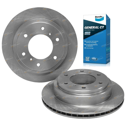 Set of 2 Rear Brake Rotors & Bendix GCT Pads for Mitsubishi Pajero (2000–2008)