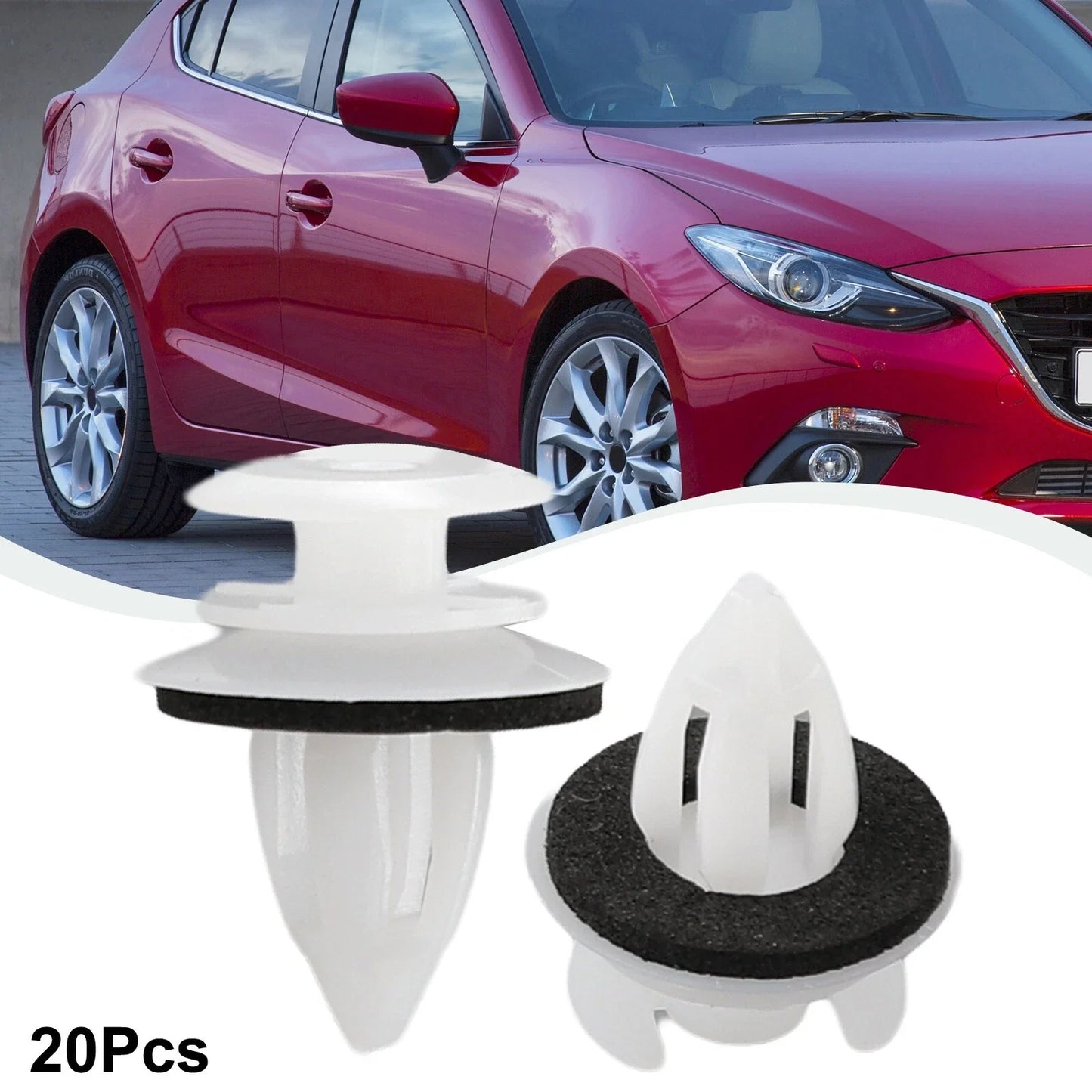 Car Clips / 20Pcs / White Panel Retainer Trim With Washers