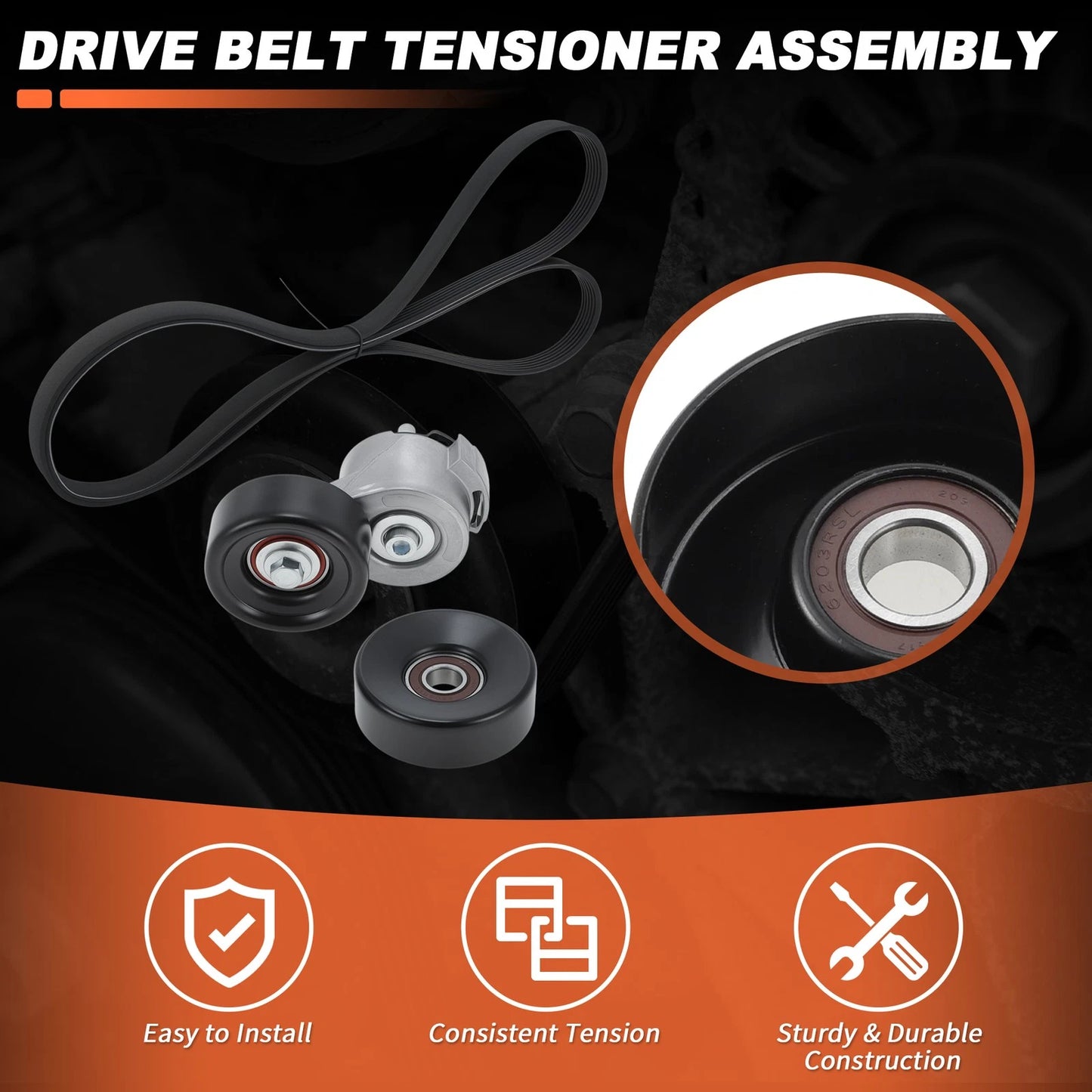 Drive Belt Tensioner w/ Idler Pulley for Ford Ranger, Mazda B3000 (1998–2009)