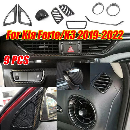 9x ABS Carbon Fiber Pattern Interior Full SET Trim for Kia Forte/K3 (2019–2022)