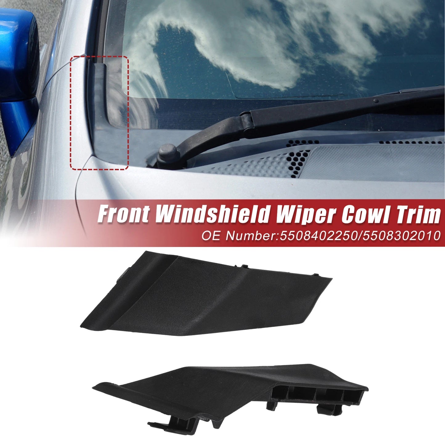 Set of 2 Front Windshield Wiper Cowl Cover Trim for Toyota Corolla (2014–2019)