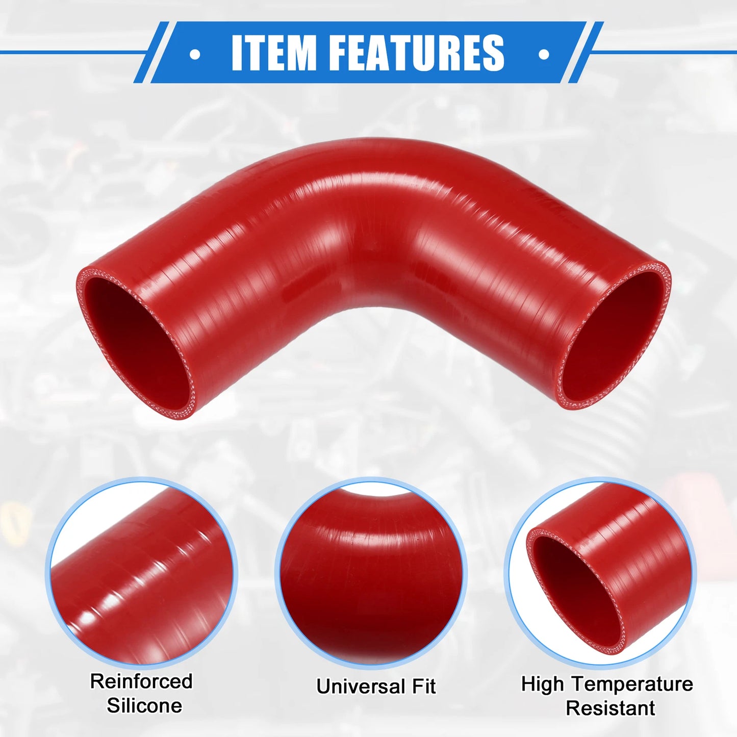 90 Degree Elbow Coupler Silicone Hose for Car Turbo Intake (60mm)