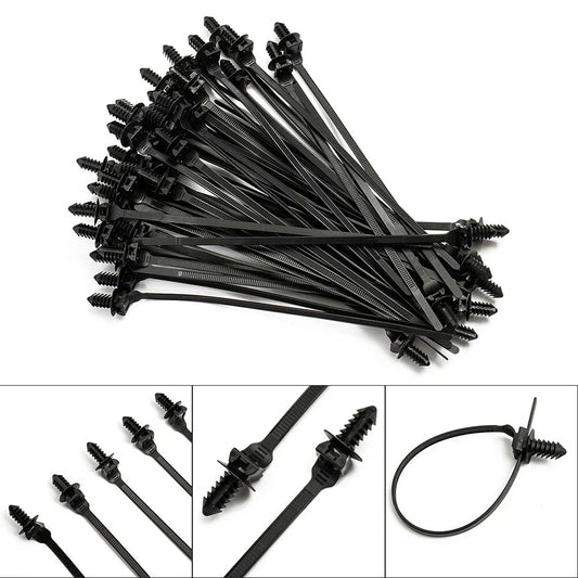 50 Black Nylon Zip Tie Car Cable Clamp Fastener Clips