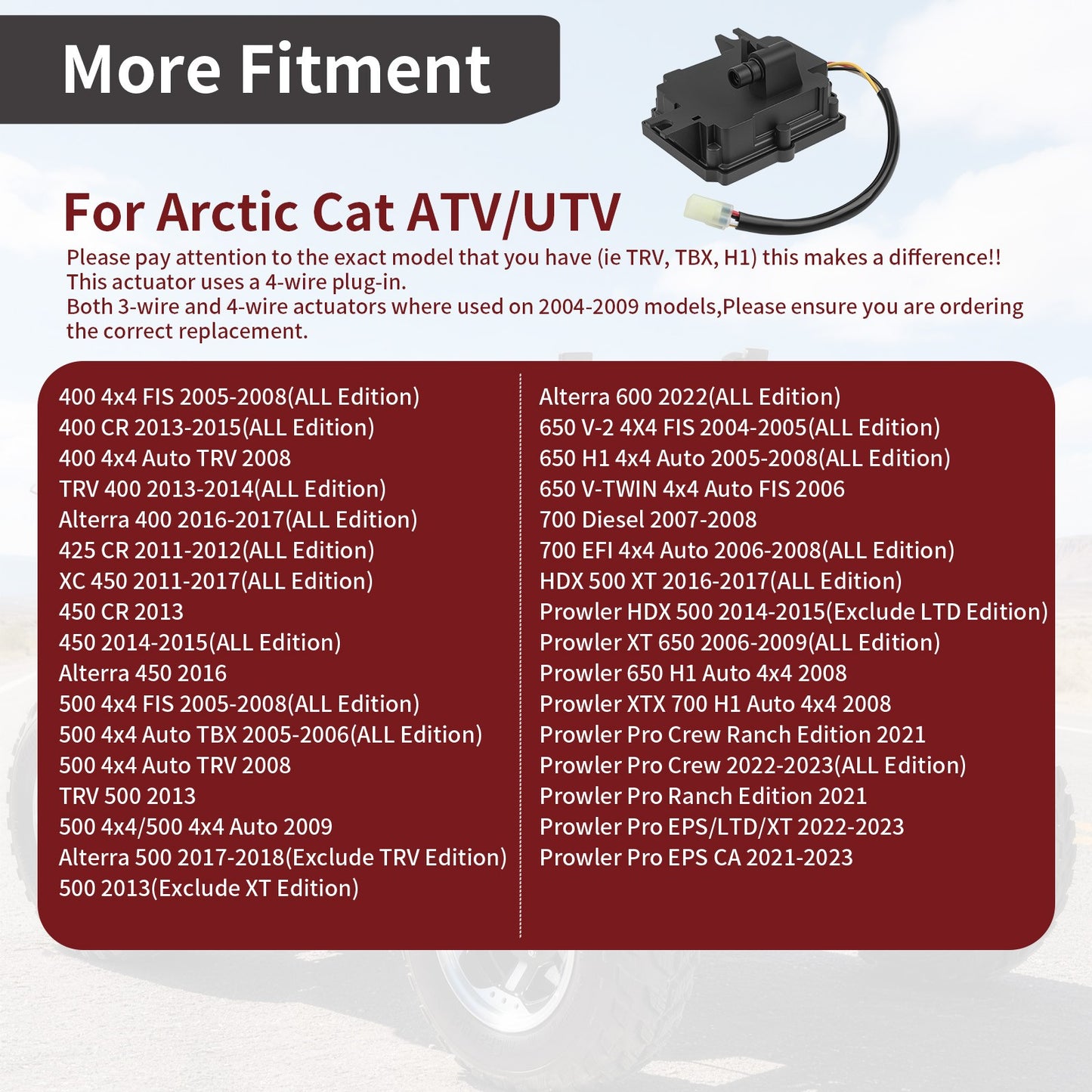 Front Differential Actuator for Arctic Cat 400 425 500 650 700 (2000–2019)