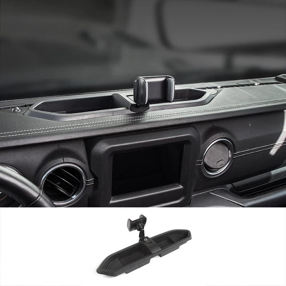Phone Holder Mount With Storage Box Tray for Jeep Wrangler JL JT (2018–2024)