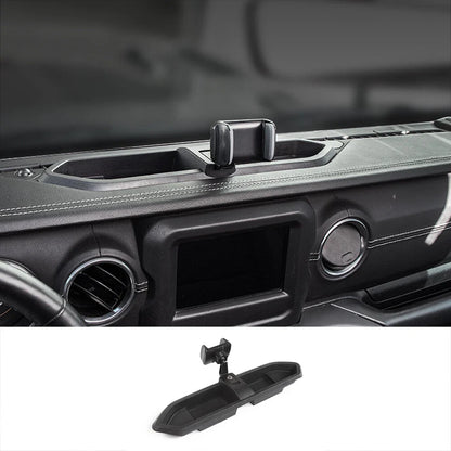 Phone Holder Mount With Storage Box Tray for Jeep Wrangler JL JT (2018–2024)