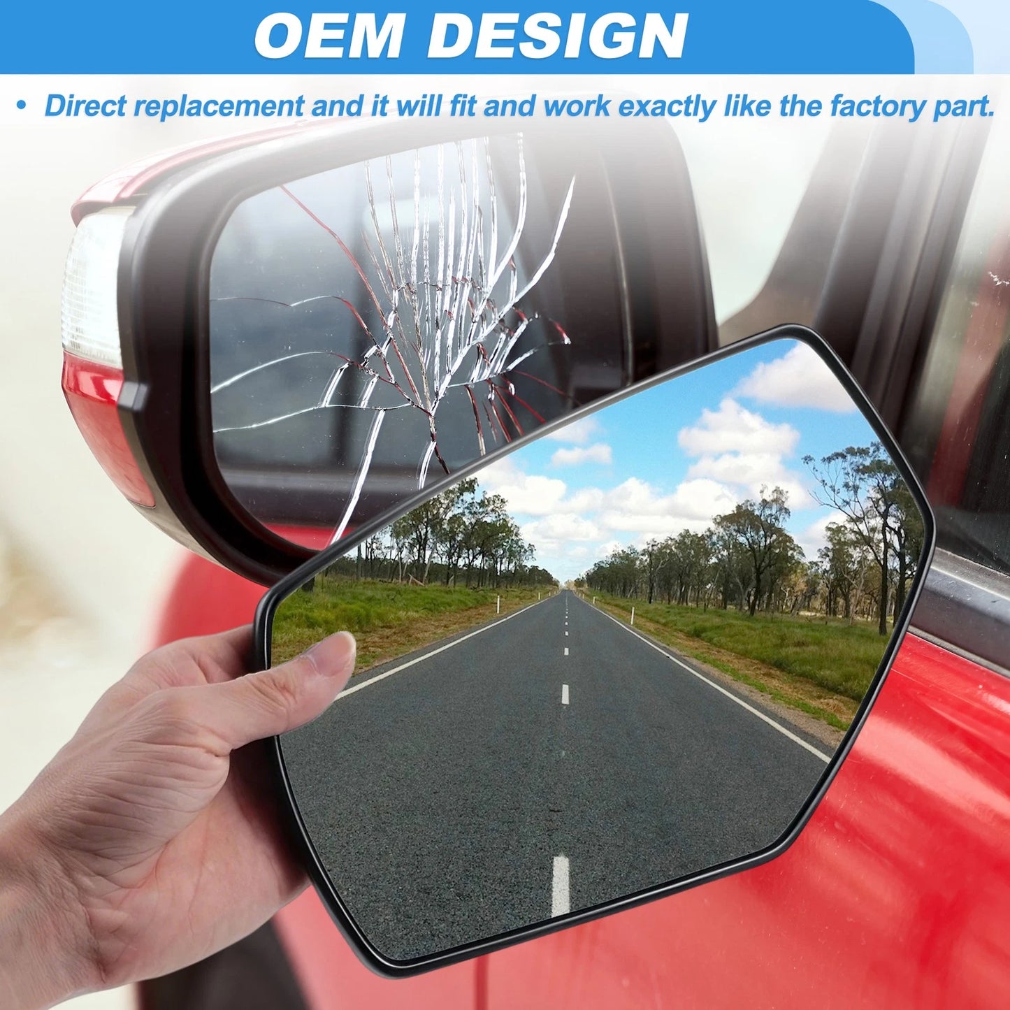 Left Heated Mirror Glass for GMC Sierra 1500 2500HD 3500HD (2015–2019) 22919747