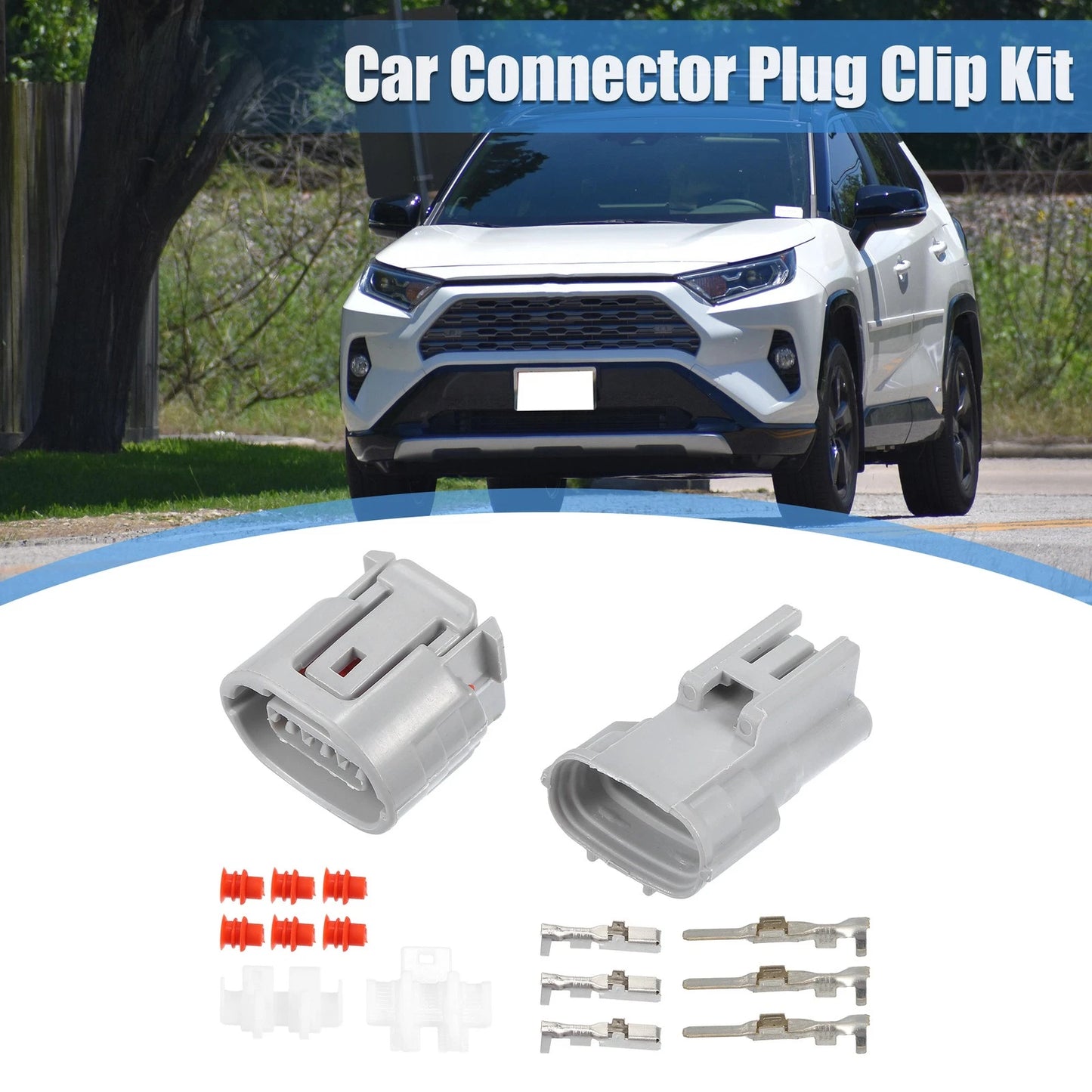 Set of 3 Pin TS Alternator Connector Male Female Adapter for Toyota