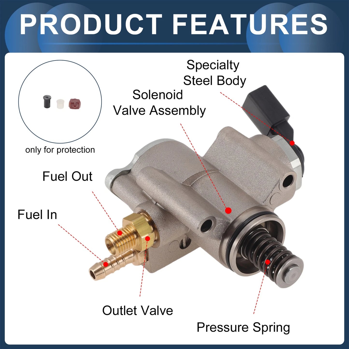 High Pressure Fuel Pump for Volkswagen CC, Passat (2008–2011) No. 03H127025E