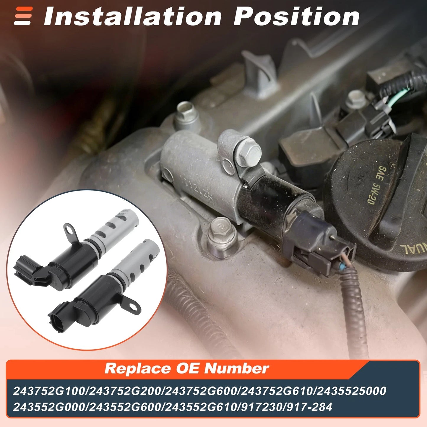 Set of 2 Timing Solenoids VVT for Hyundai Kia 2.0L 2.4L