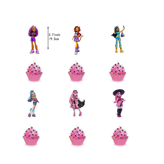 30pcs Monster High Party Supplies - Banner, Cake Toppers, Balloons