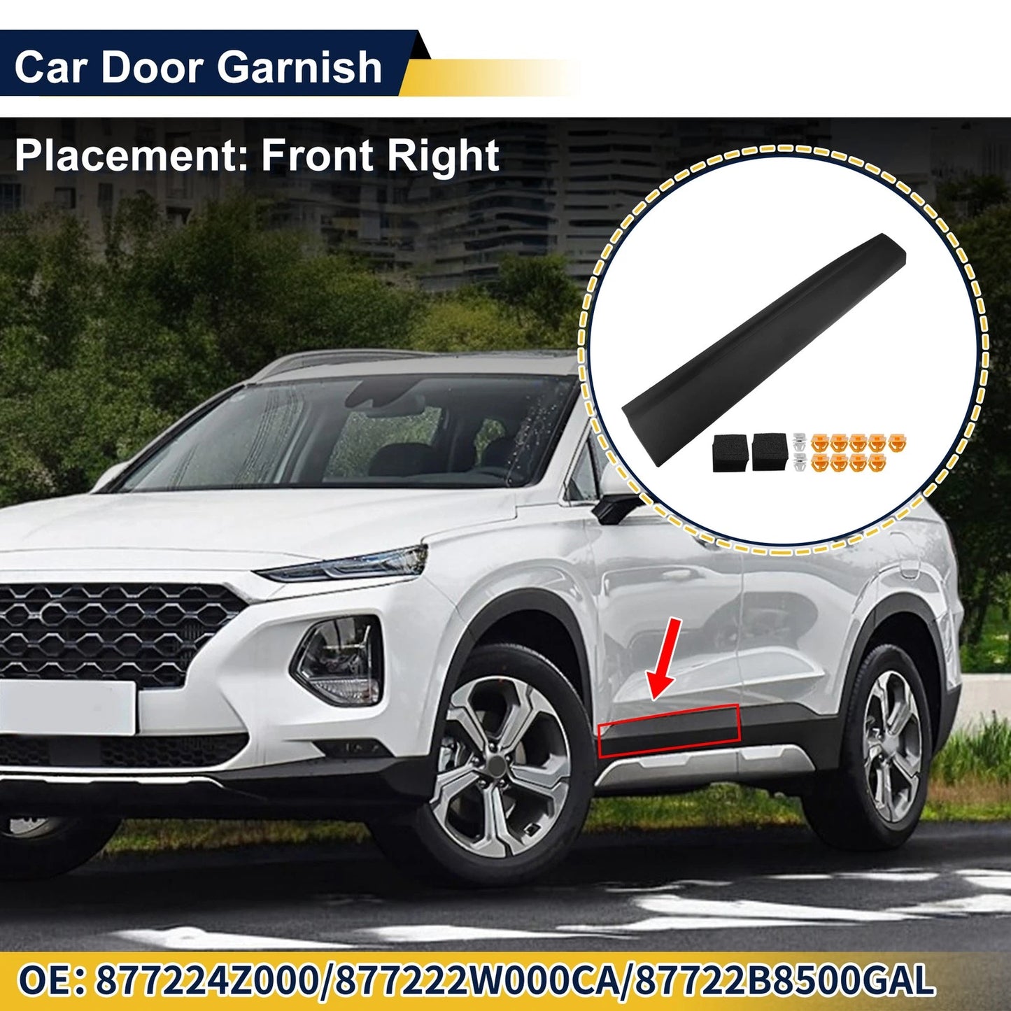 Front Right Door Lower Trim Panel No. 877224Z000 for Hyundai Santa Fe XL (2013–2019)