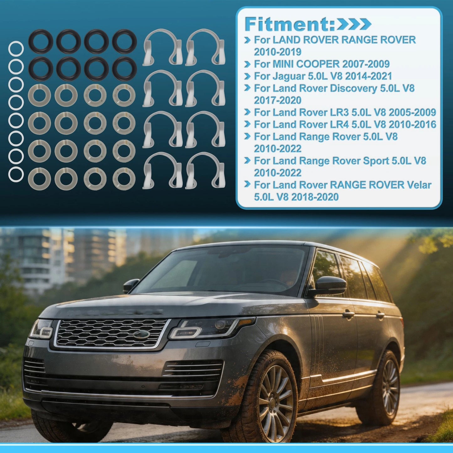 Set of 8 O-Ring Rebuild Repair Kit C2D24387 for Land Rover Range Rover (2010–2019)