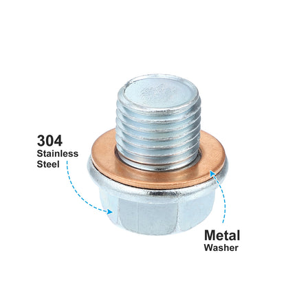 2 Pcs M14x1.5 Engine Oil Drain Plug Screw with Seal Ring for Opel