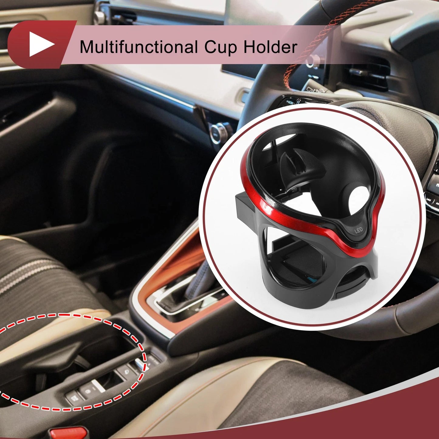 Cup Holder with LED Light for Most Vehicles (Universal Fit)