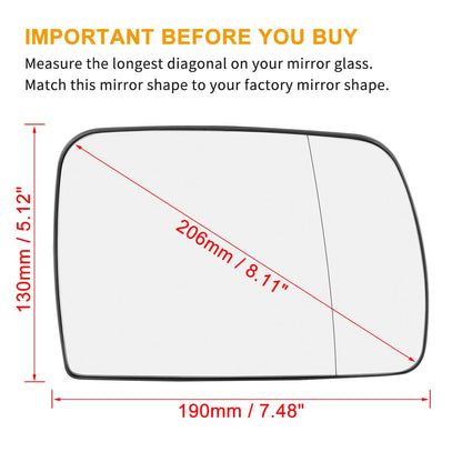 Heated Right Side Rearview Mirror Glass for BMW X5 (2000–2006)