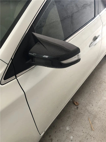 2 x Carbon Fiber OX Horn Side View Mirror Cover Trim for Nissan Altima (2013–2018)